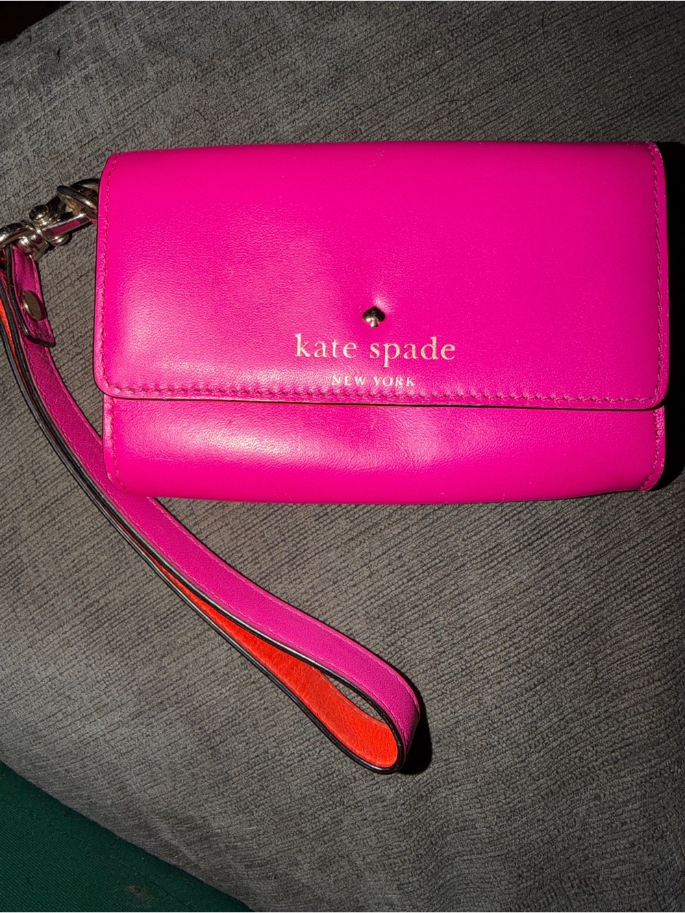 kate spade Pink Leather Wristlet with Contrasting Strap